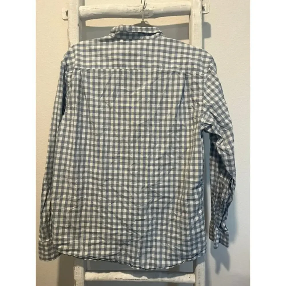 Old Navy Boys Blue White Gingham Button-Up Shirt Size M Long Sleeve Excellent